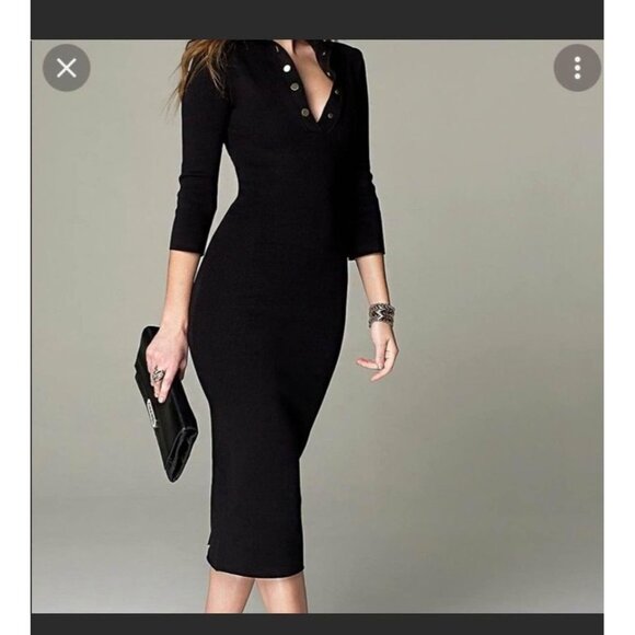 MARSTÈ Berlin Body con 3/4Sleeve Black Dress Size 0/2